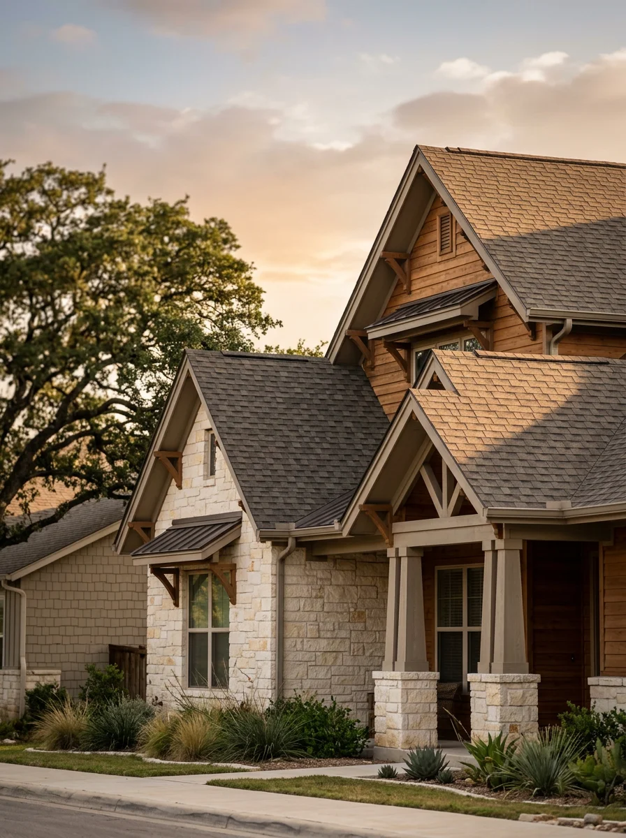 New construction home in Liberty Hill with architectural shingle roof and craftsman-style design