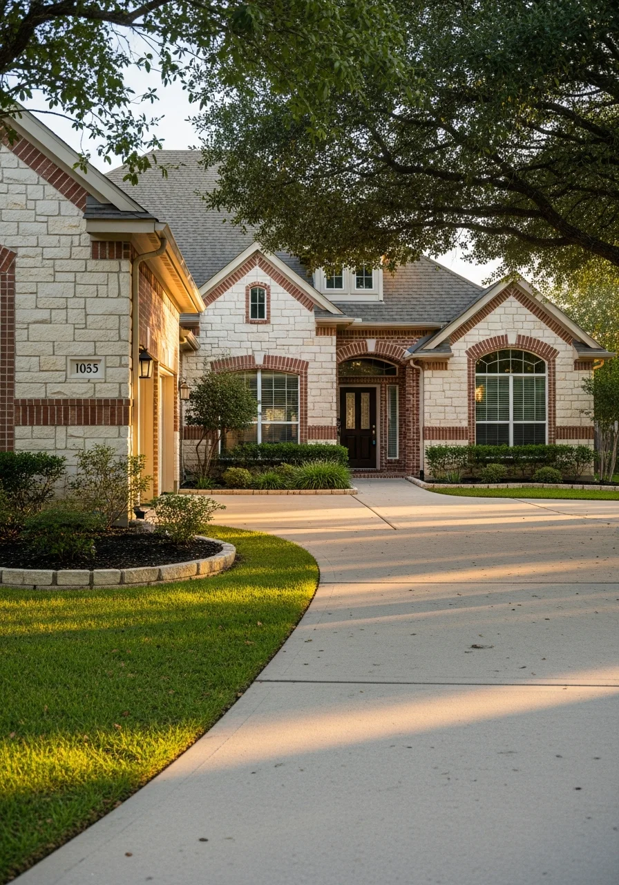 Detail of a well-maintained residential property entrance in a Round Rock neighborhood.