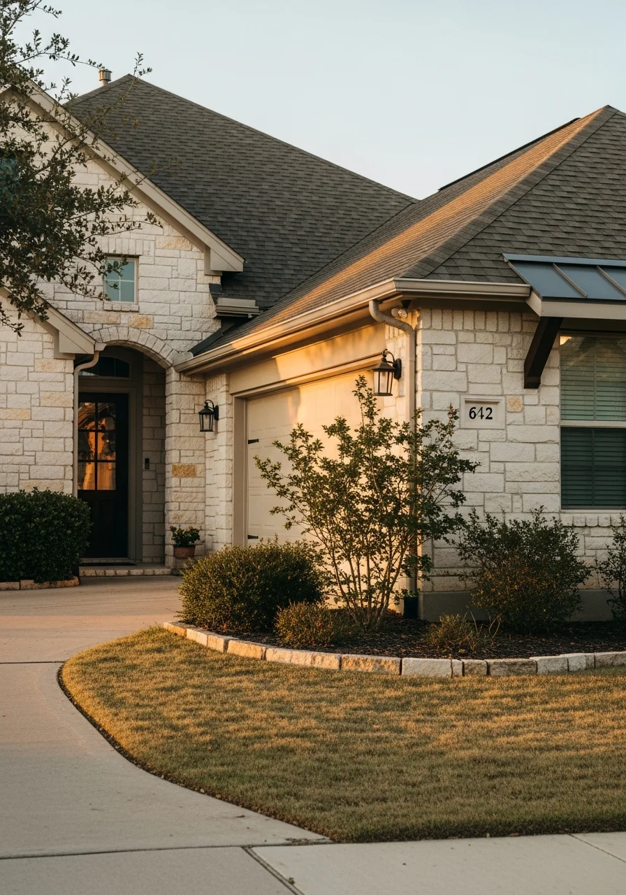 Detail of a San Marcos residential property with established landscaping and neighborhood context.