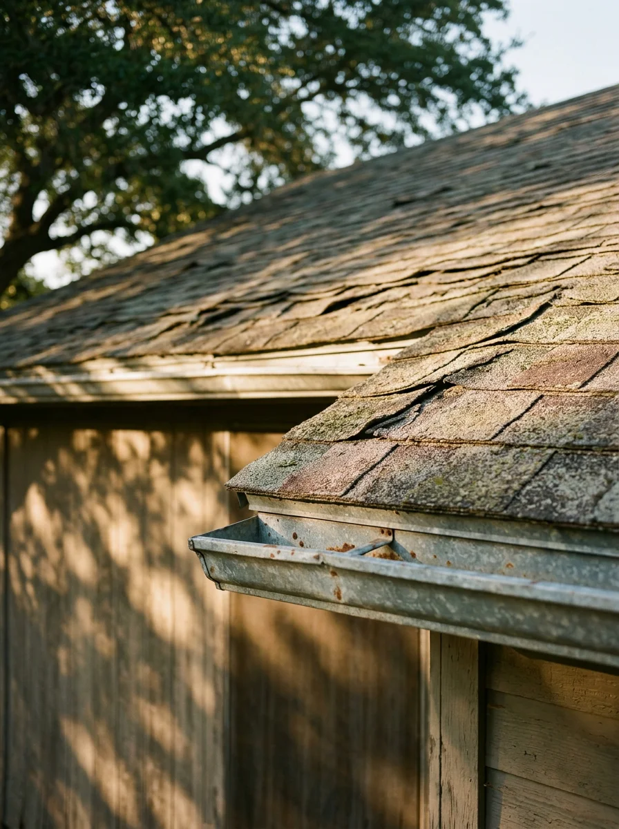 Historic Taylor home with board sheathing and older roof construction, typical of pre-1980s downtown core properties